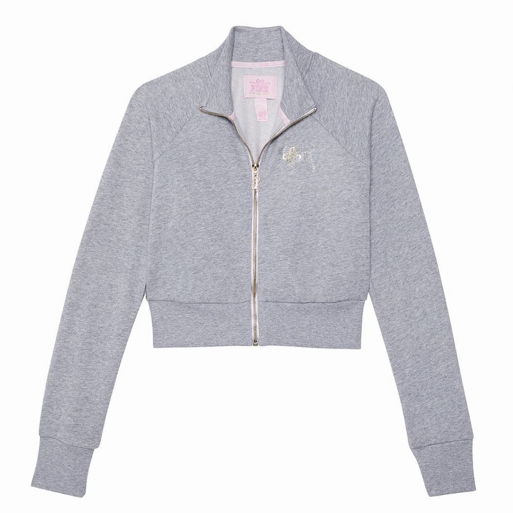 NWOT PINK x LoveShackFancy Reissued Full Zip Heather Gray Size Medium